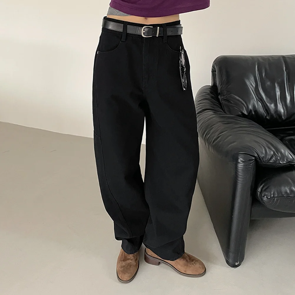 Round tomboy denim (black)