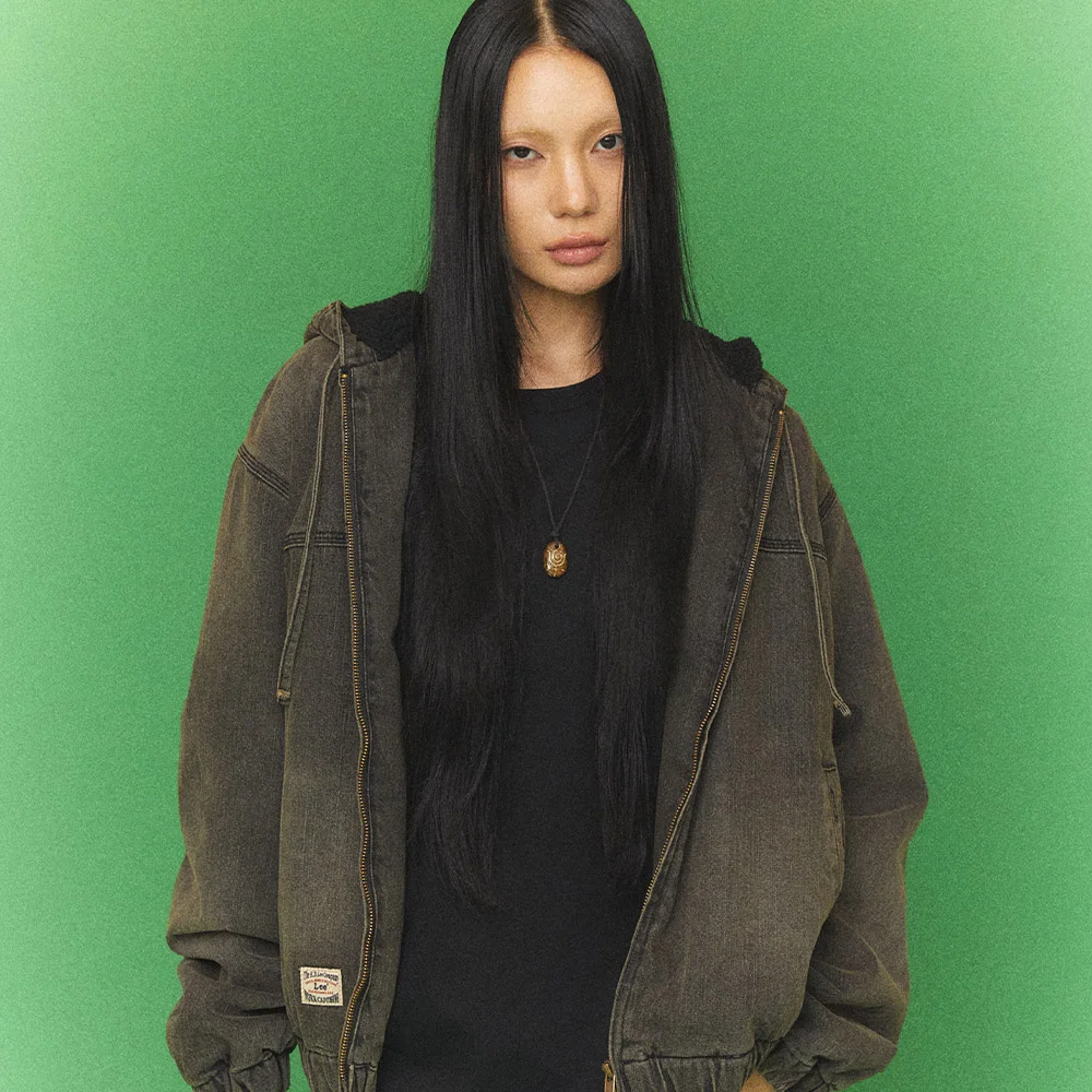 Boa 牛仔 連帽衫 夾克 黑色