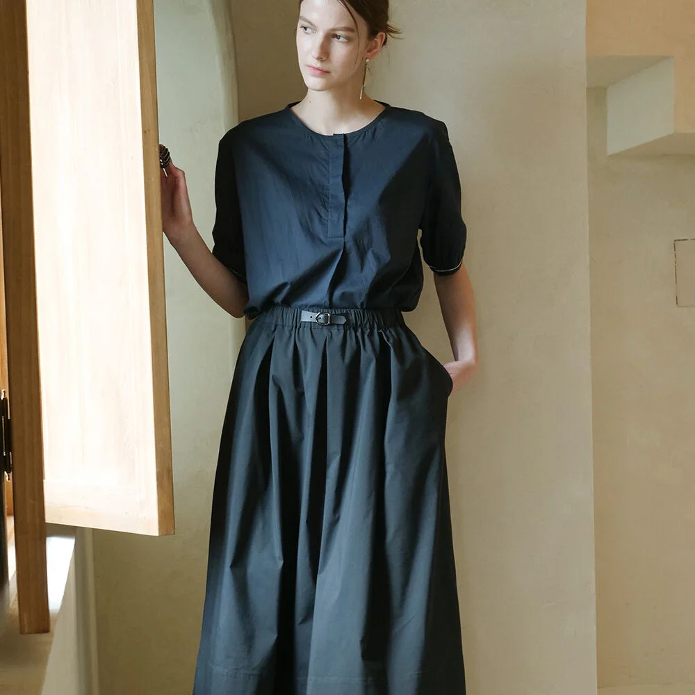 Tuck Detail Flared Skirt _ Charcoal