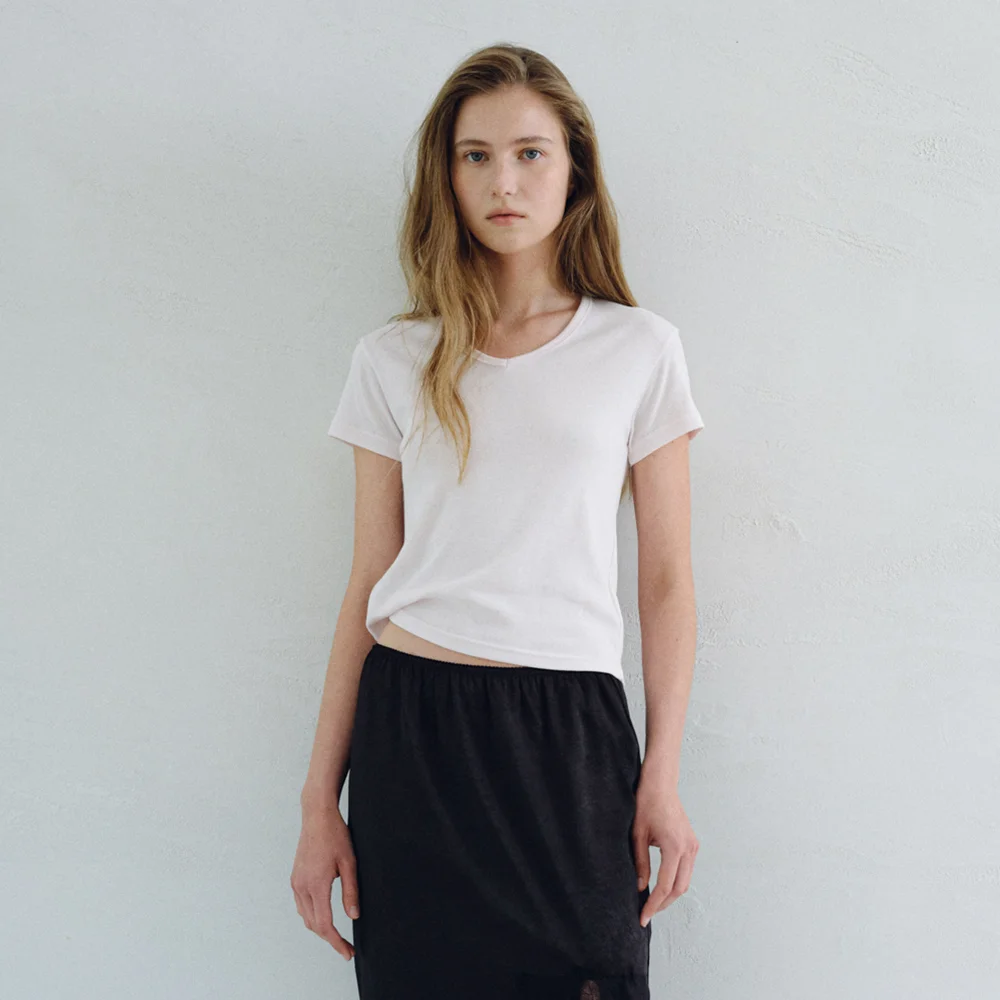 ESSENTIAL V-NECK T-SHIRTS_LIGHT PINK