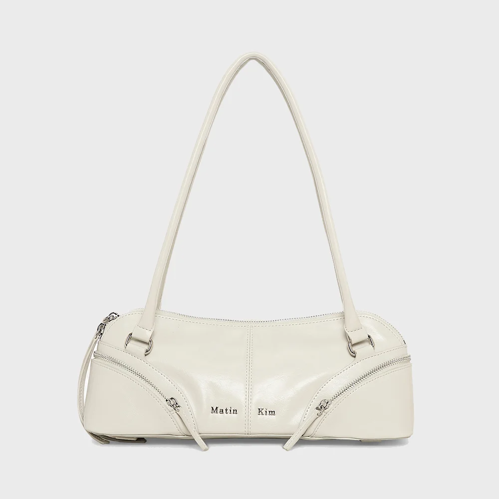CURVE ZIP BAGUETTE BAG IN LIGHT GREY