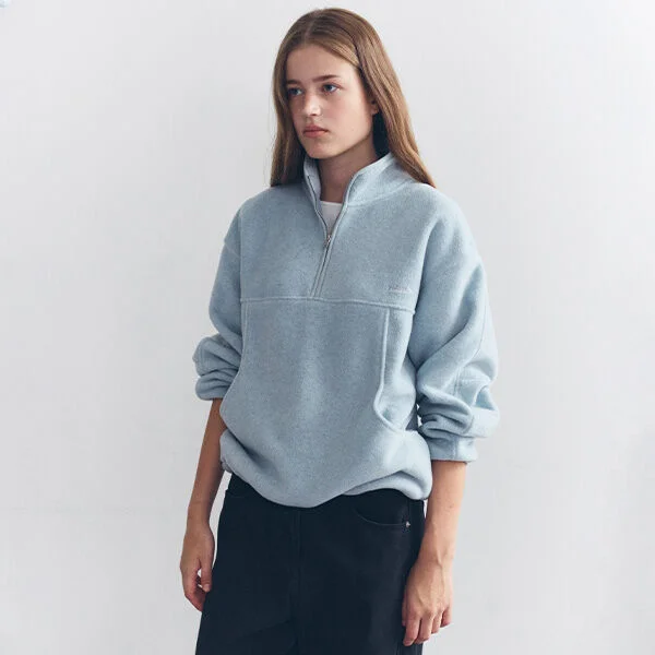 FLEECE HALF ZIP-UP MELANGE BLUE