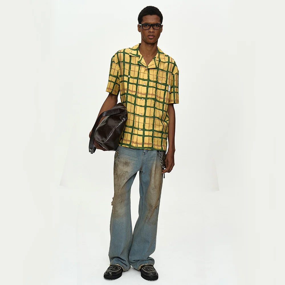ROTHKO OPEN COLLAR SHIRT atb1525m(YELLOW)