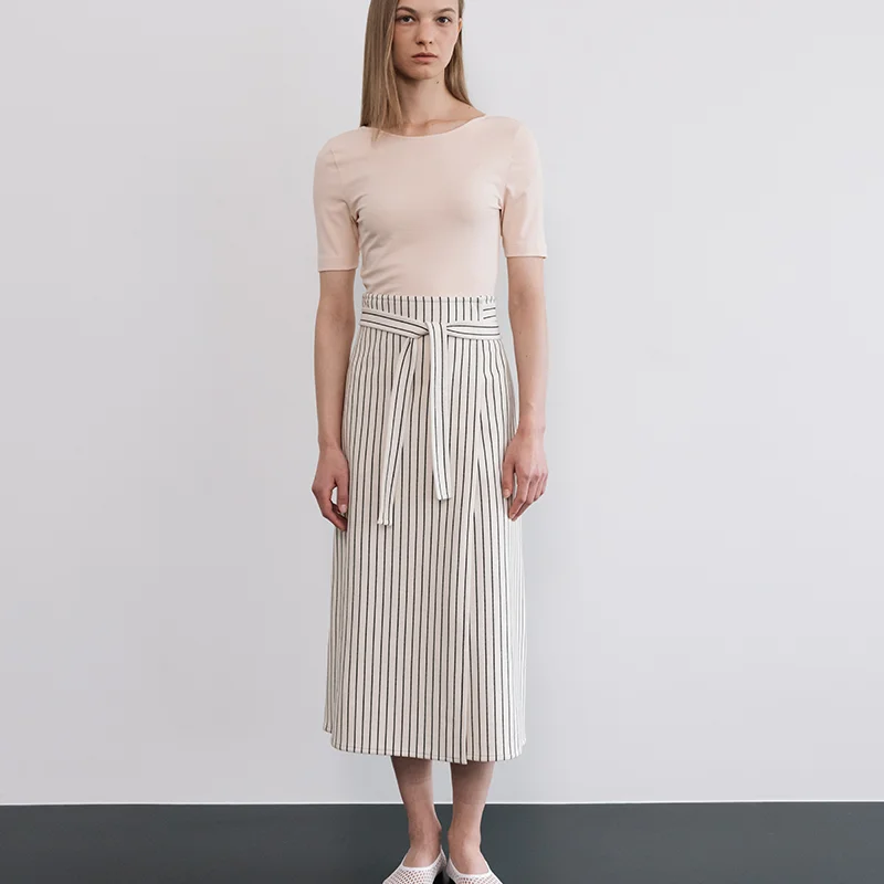 HIGHWAISTED WRAP A_LINE SKIRT_ST