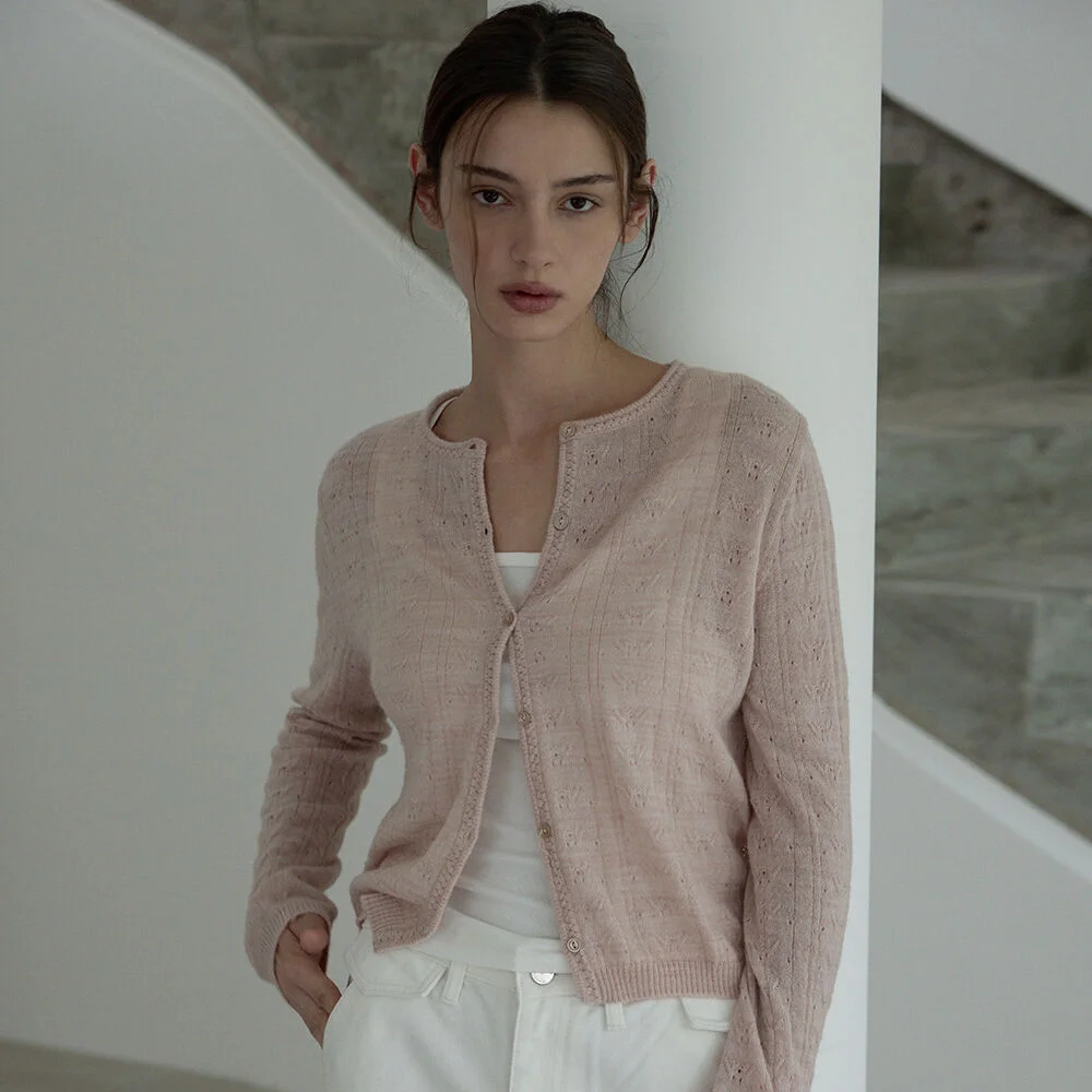 Baby alpaca cardigan - Dust pink