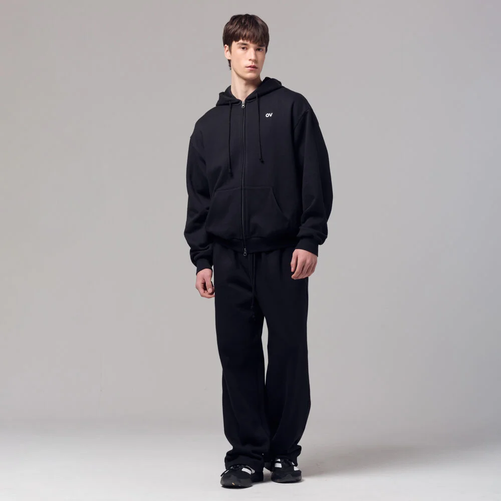OV LOGO ZIP UP SWEAT HOODIE (BLACK)