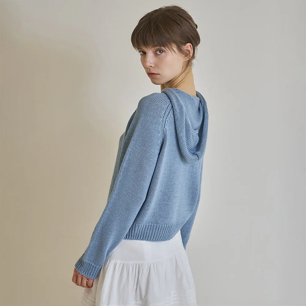 Whole garment hood knit (Skyblue)