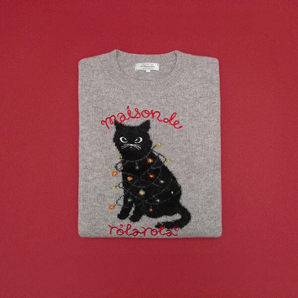 HOLIDAY ROLA CAT PULLOVER KNIT GRAY