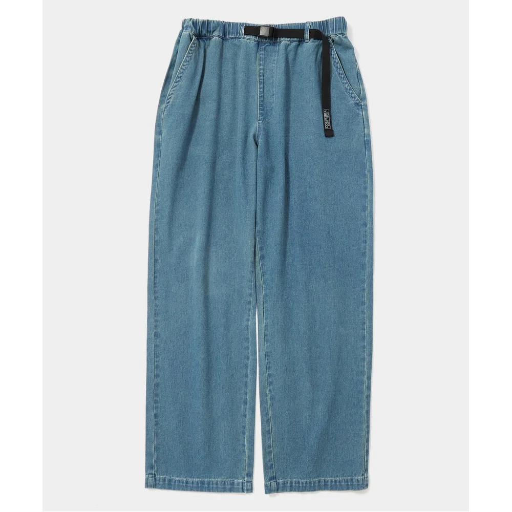 COLUMBIA TRAJAN LABEL BELTED ALL-ROUND DENIM PANTS 淺色牛仔