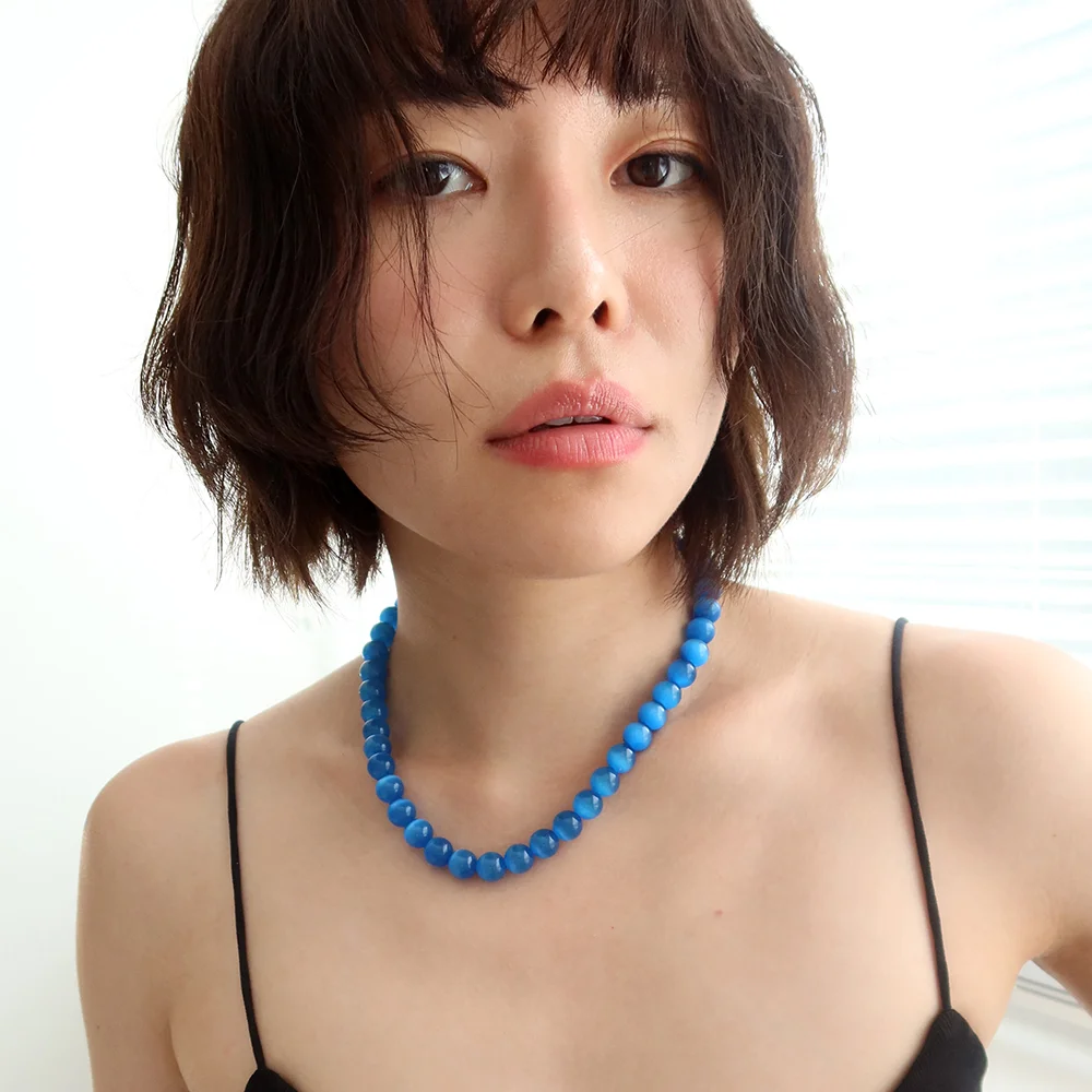 925silver Blue Cats Eye Necklace