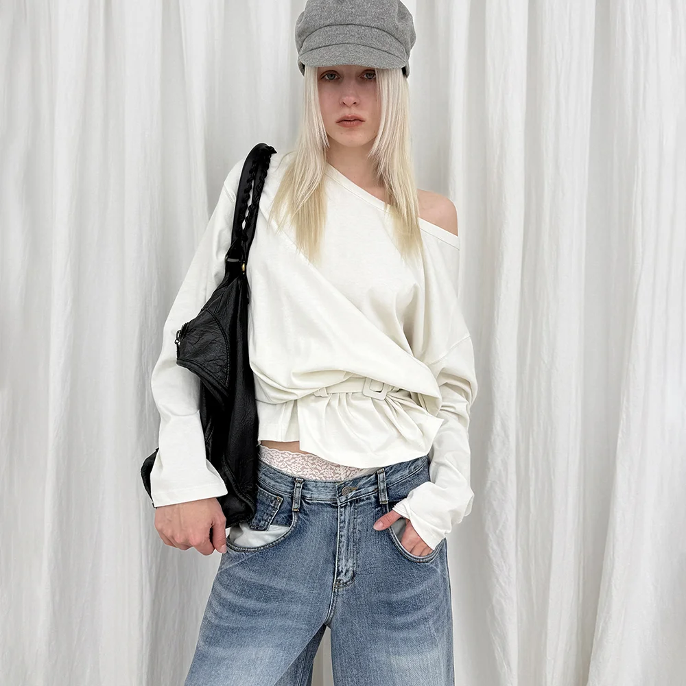 One Shoulder Belt T_Ivory