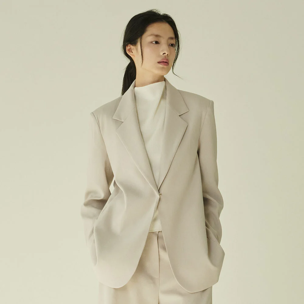 修身剪裁 寬鬆版型 外套 - 灰米色/ Tailored Over Fit Jacket - A.Beige