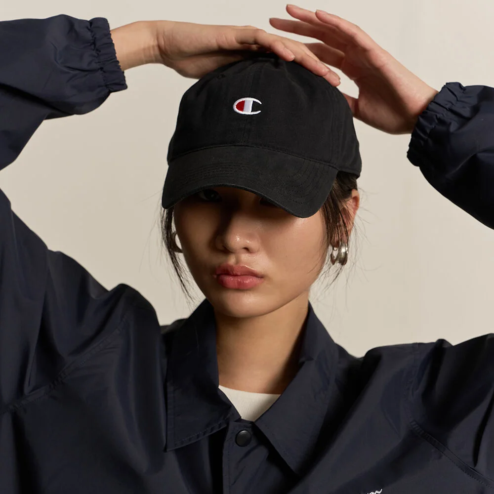成衣水洗 寬鬆 C標誌 帽 Black