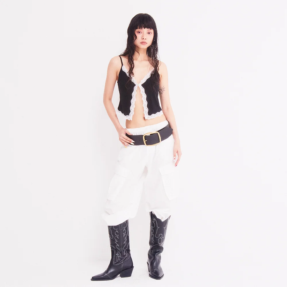 MEDAL LACE SLEEVELESS CARDIGAN BLACK