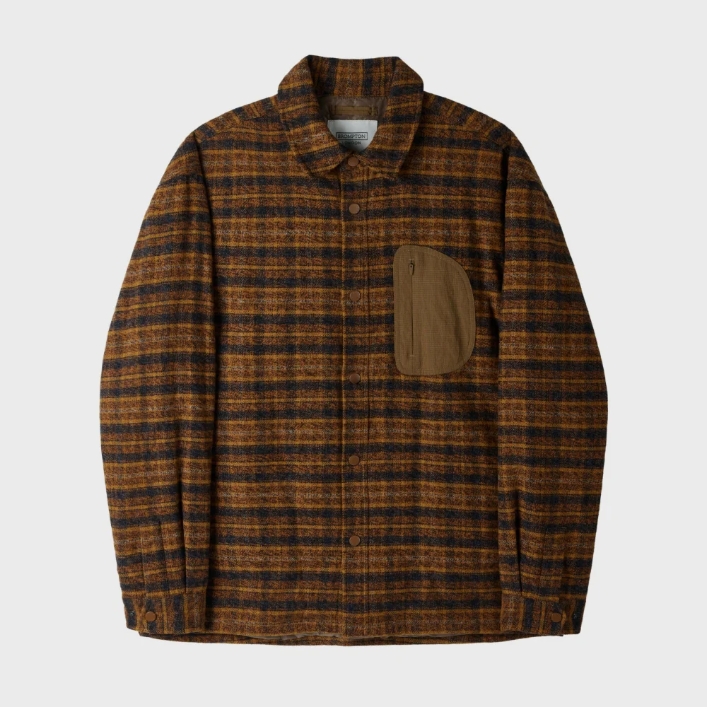 WOVEN PATCH FLANNEL SHACKET - ORANGE (P254UPD432)