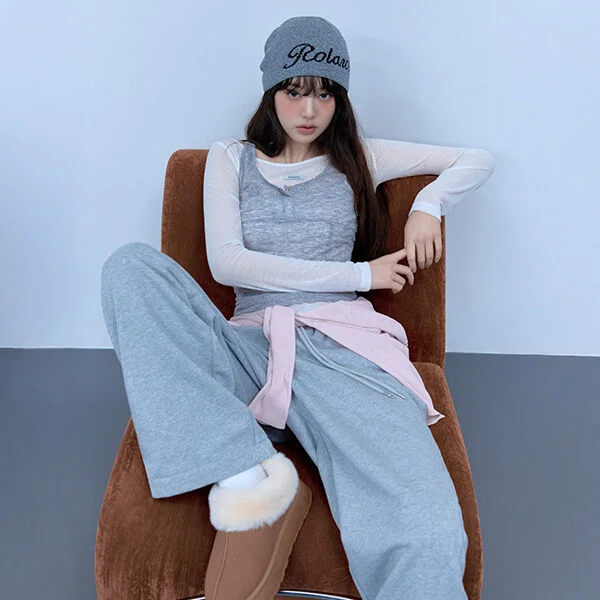NUBASIC LAYERED JOGGER PANTS GRAY