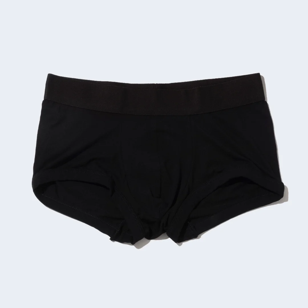 男裝 有機 純棉 基本款 四角內褲 內褲_黑色(黑色帶)