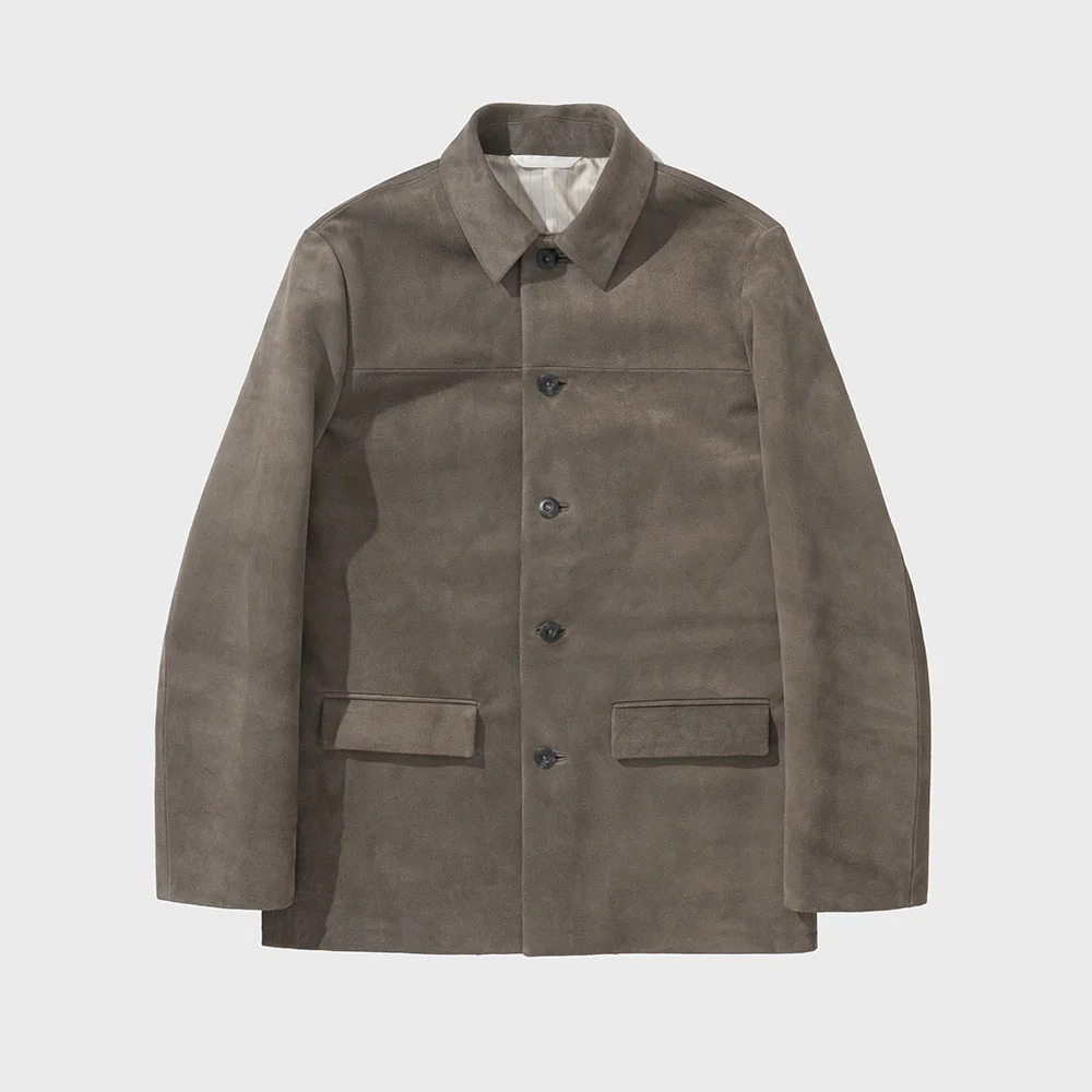 LEATHER CAR COAT (GREY)