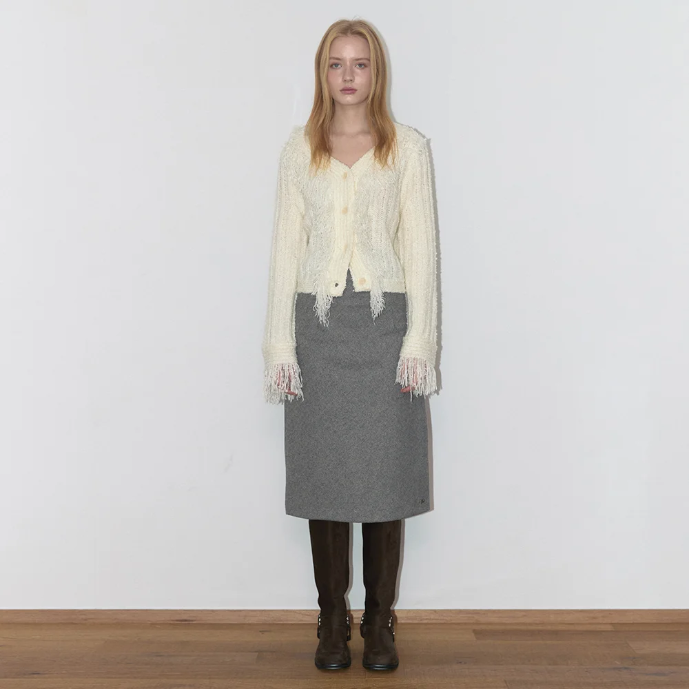 WOOL BIAS SKIRT (BEIGE)