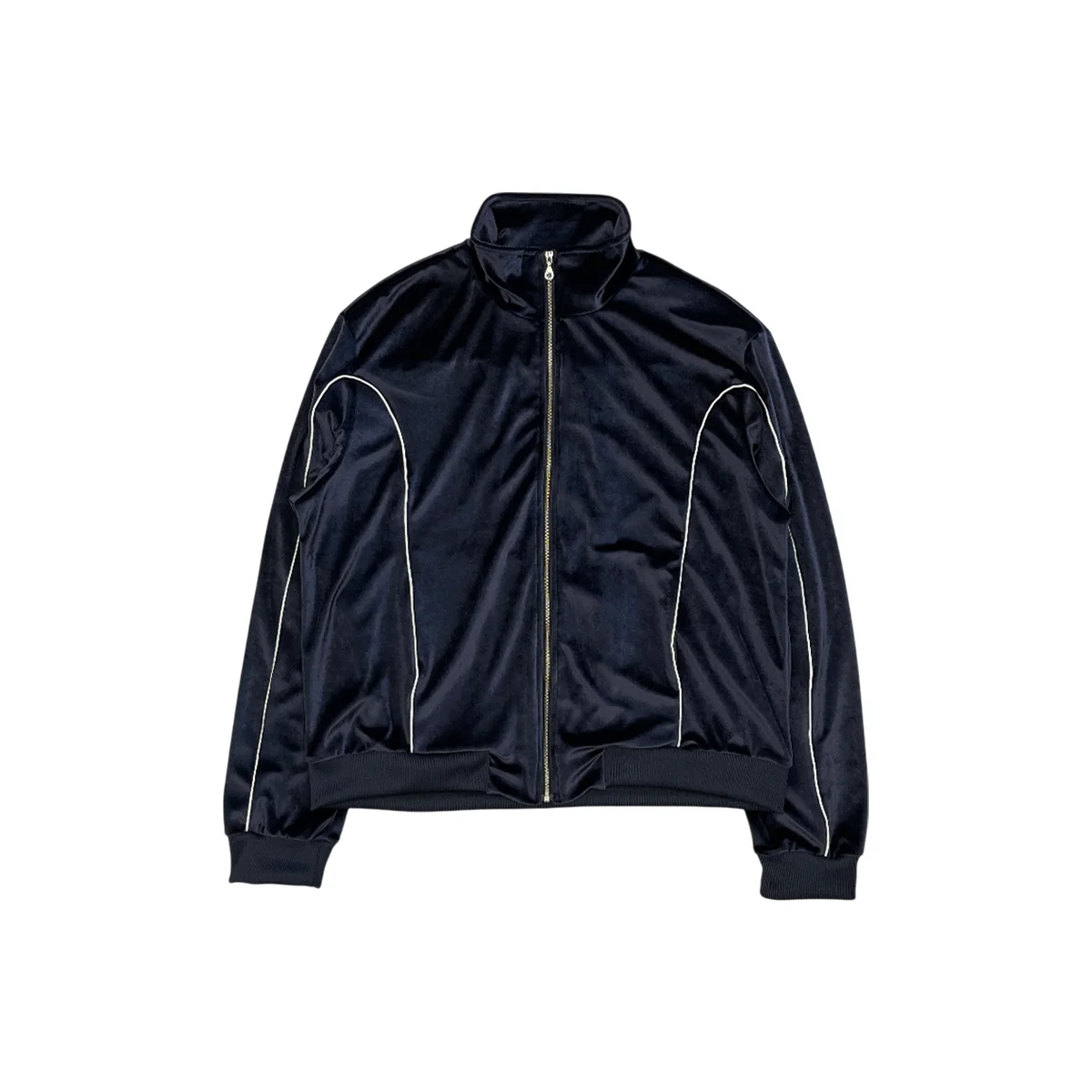 Raw Velvet Zip Up Jacket Navy