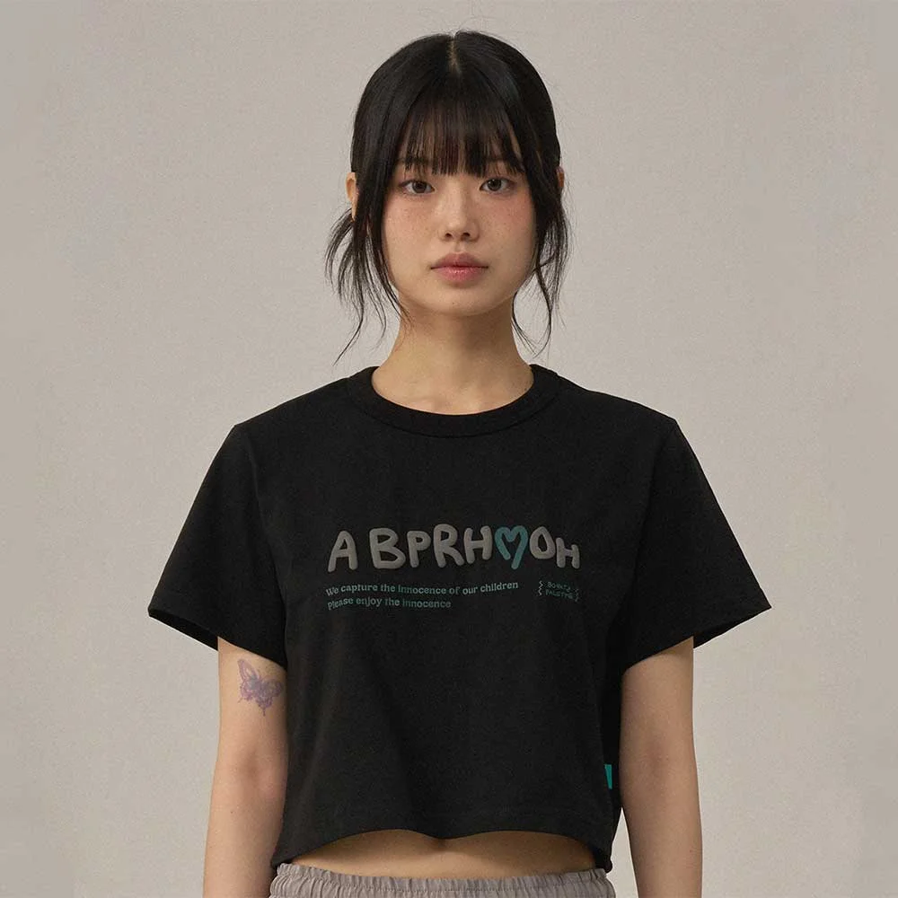 BP Hand Writing Crop T-Shirt_BLACK