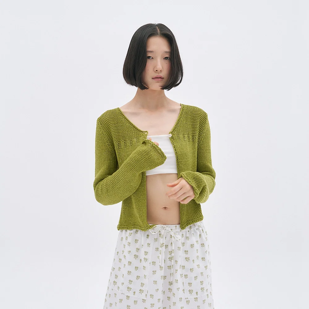 Luniel Net Knit Cardigan (Olive)