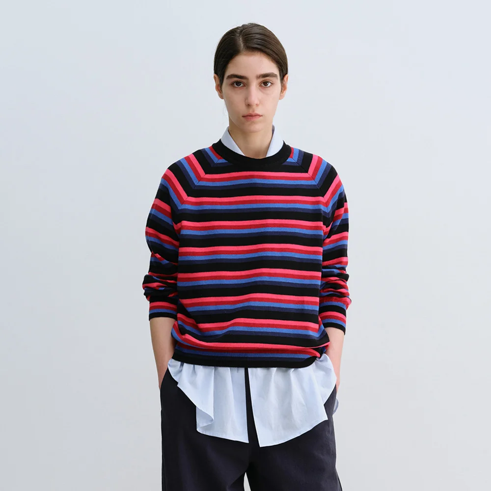 Summer Stripe Ted Raglan Knit in Black