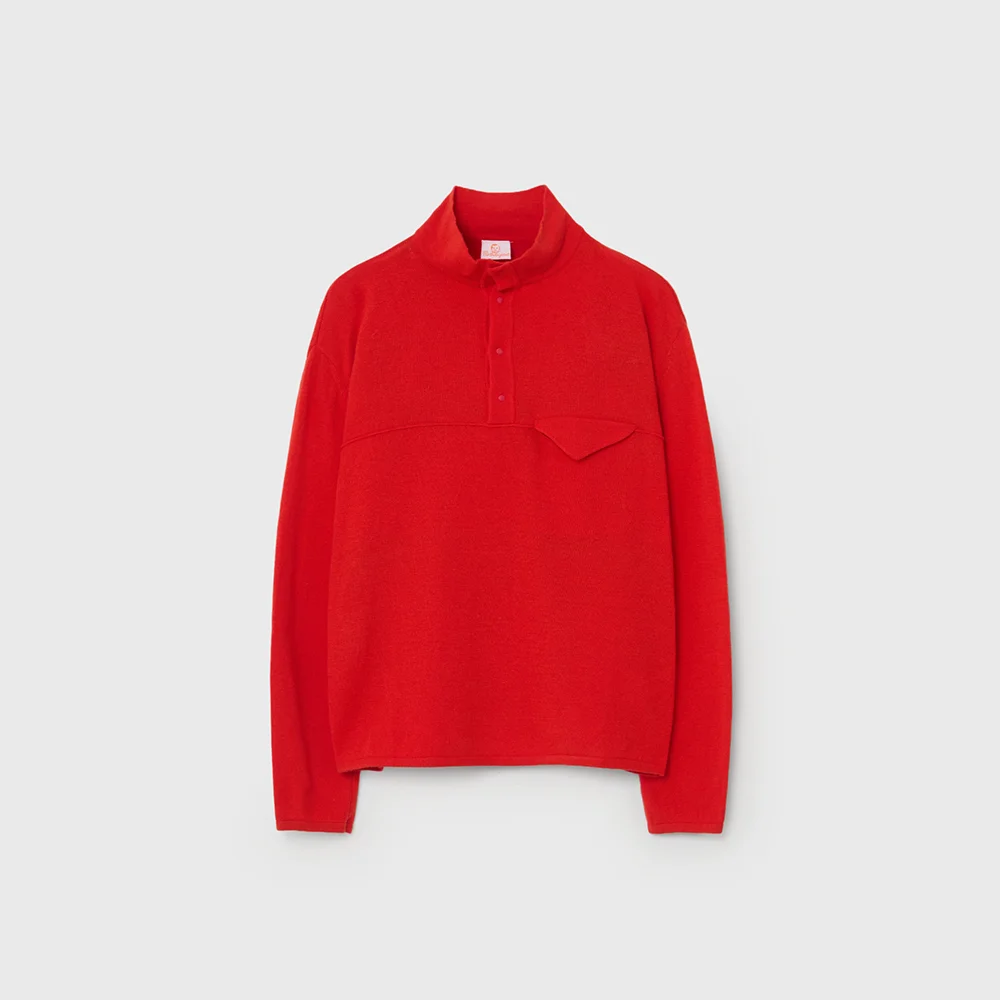 CASHMERE SNAP PULLOVER KNIT (RED)