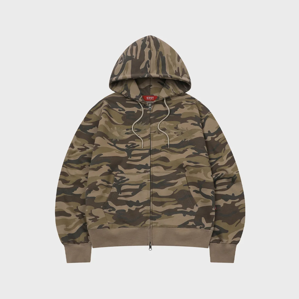 Solaris Camo Hoodie Zip Up Beige