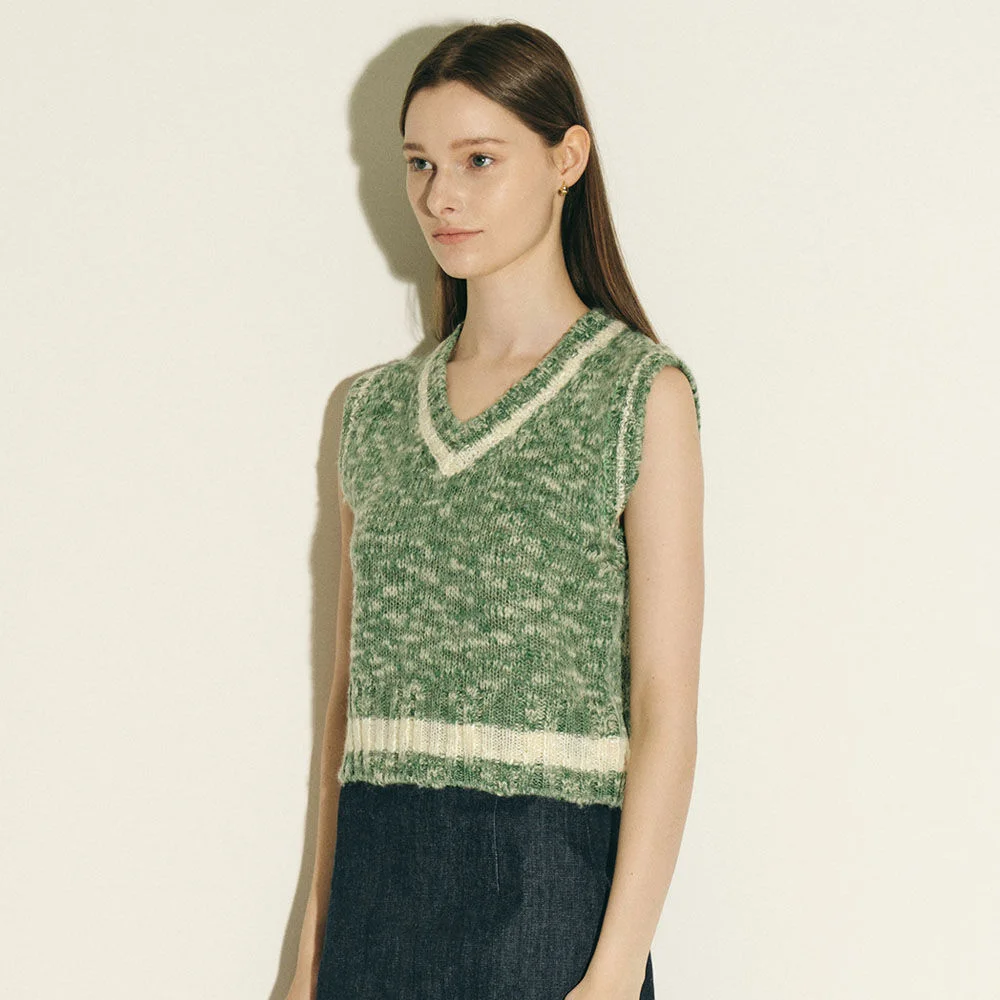 Wool Blend knit vest_green