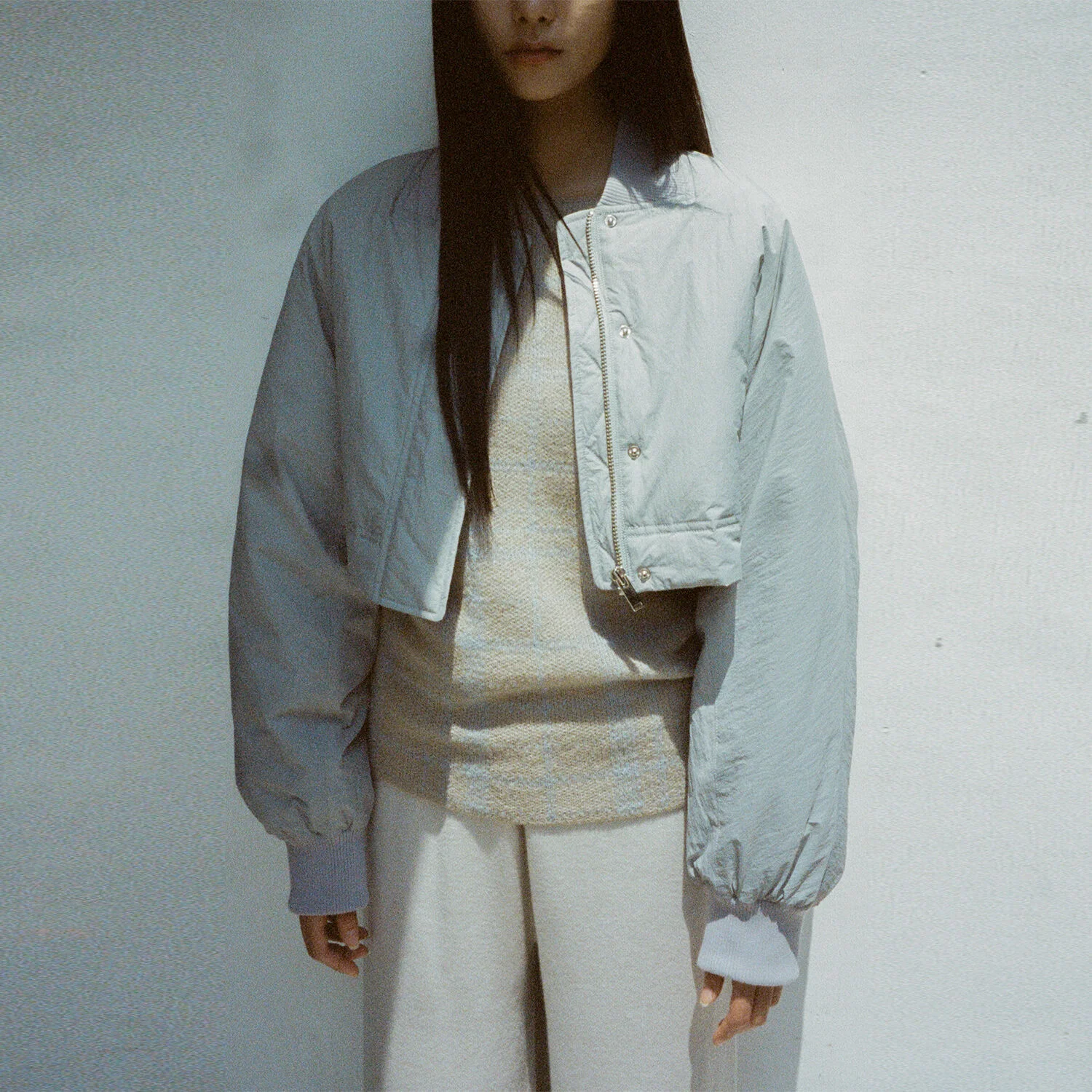 CROPPED WAIST ZIPPED BOMBER JUMPER MY