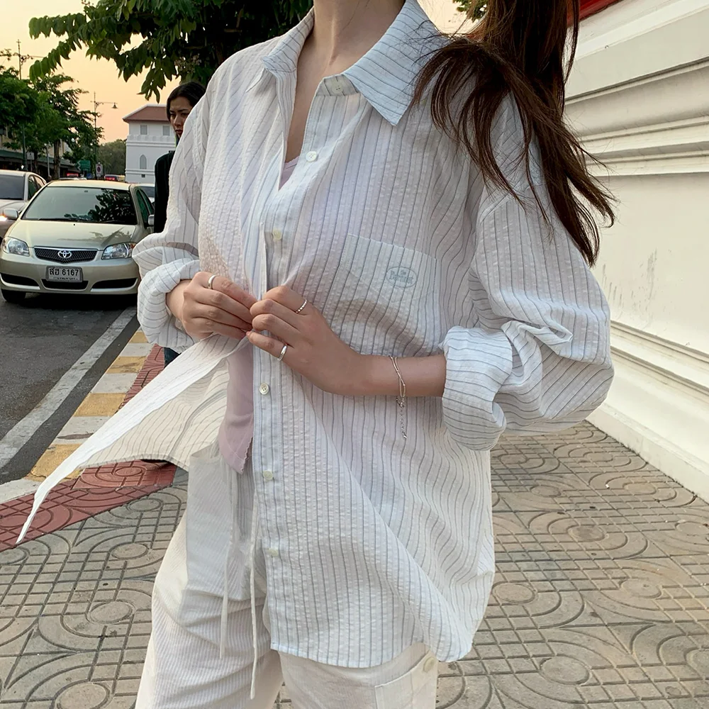 Sui Stripe Pocket Shirt_White