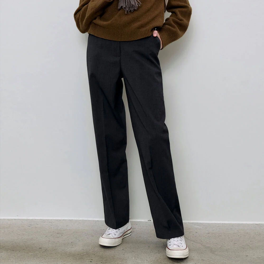 CALM STRAIGHT BASIC SLACKS_GRAY