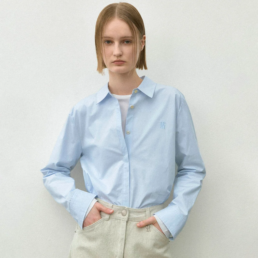 ESSENTIAL SIMPLE COTTON SHIRT(BL-4304)_2Colors