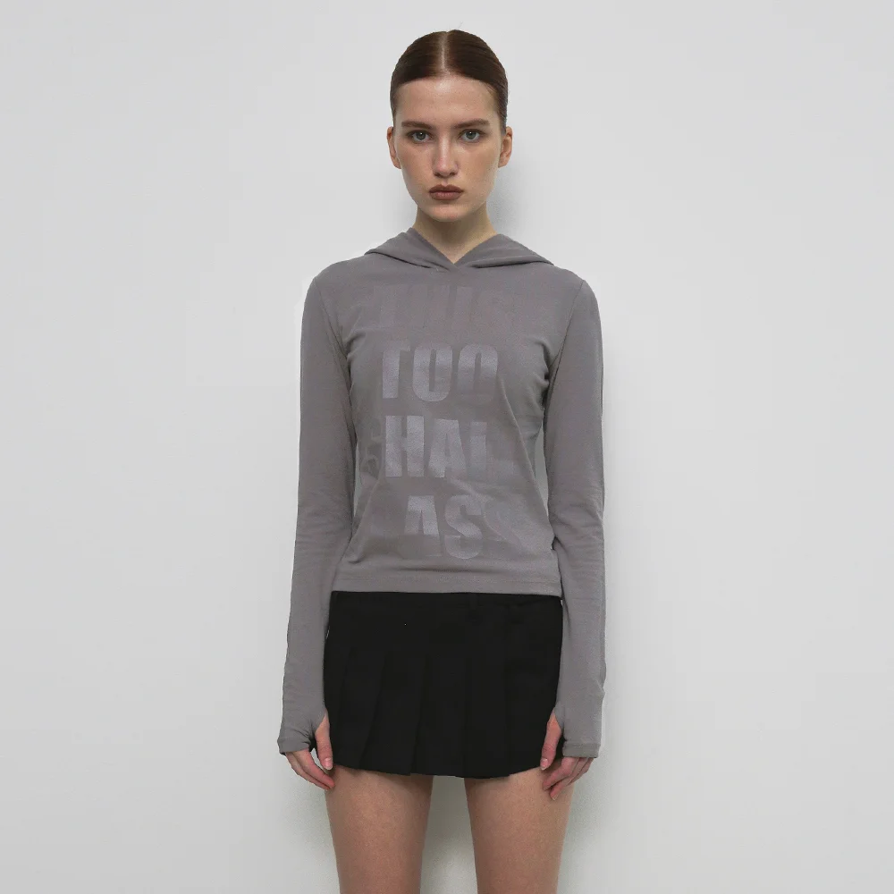 LETTERING HOOD T-SHIRT_BROWN