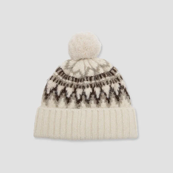 POMPOM KNIT BEANIE IVORY