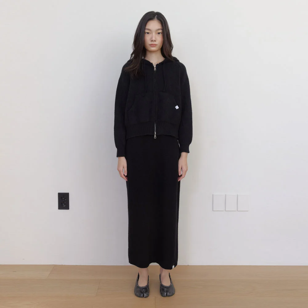 AS BASIC KNIT MIDI SKIRT (BLACK)