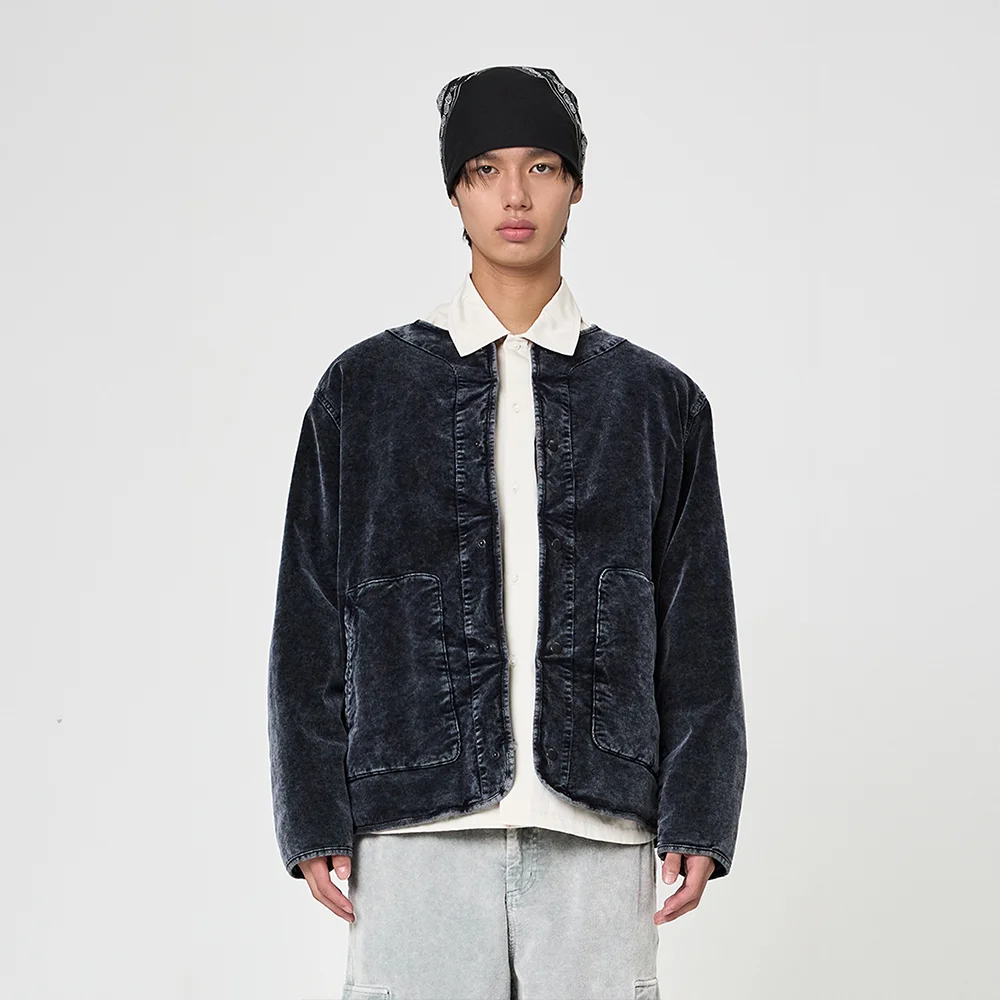 成衣染色 燈芯絨 羽絨外套 外套 Navy