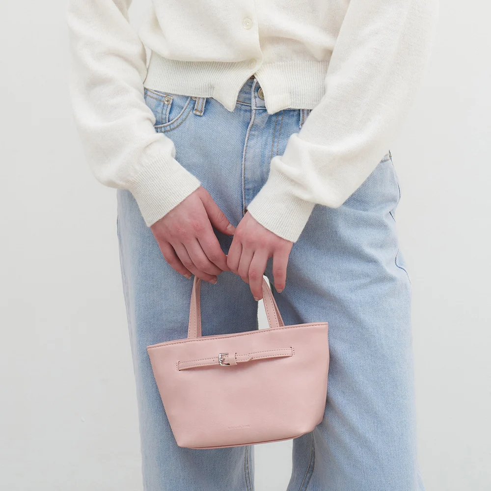 Belted Tote Bag - Baby Pink