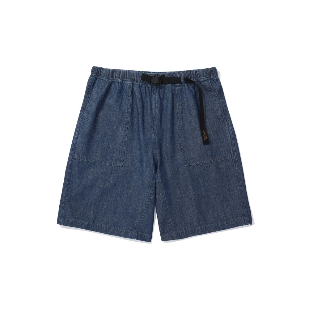 SL-LABEL BELTED DENIM SHORTS PANTS 午夜牛仔