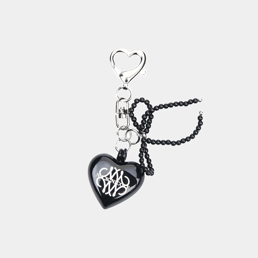 SIGNATURE LOGO PEARL RIBBON KEYRING_BLACK