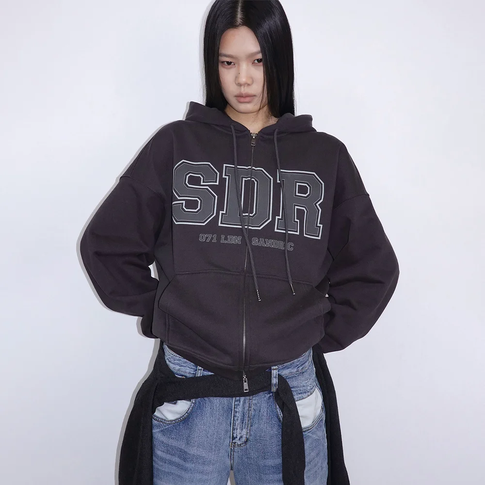 Overfit Logo Hood Zip-up_Charcoal