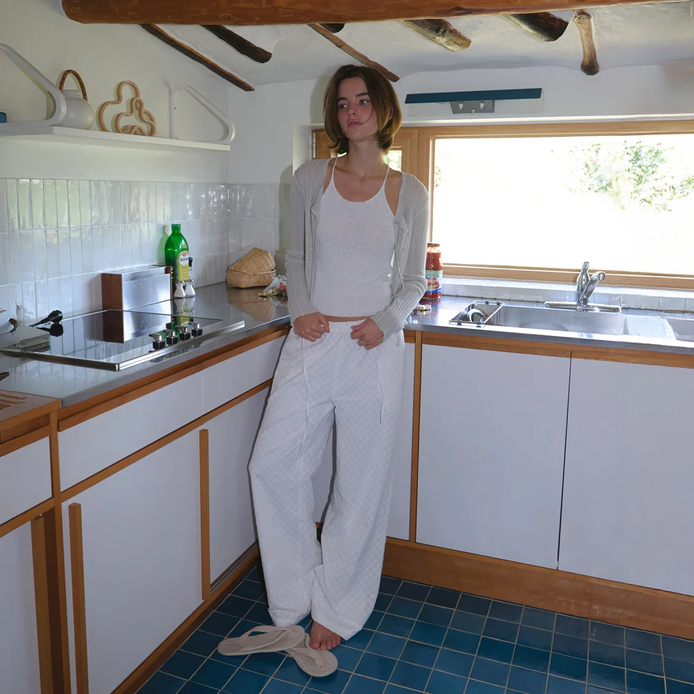 Flowering banding pants (white)