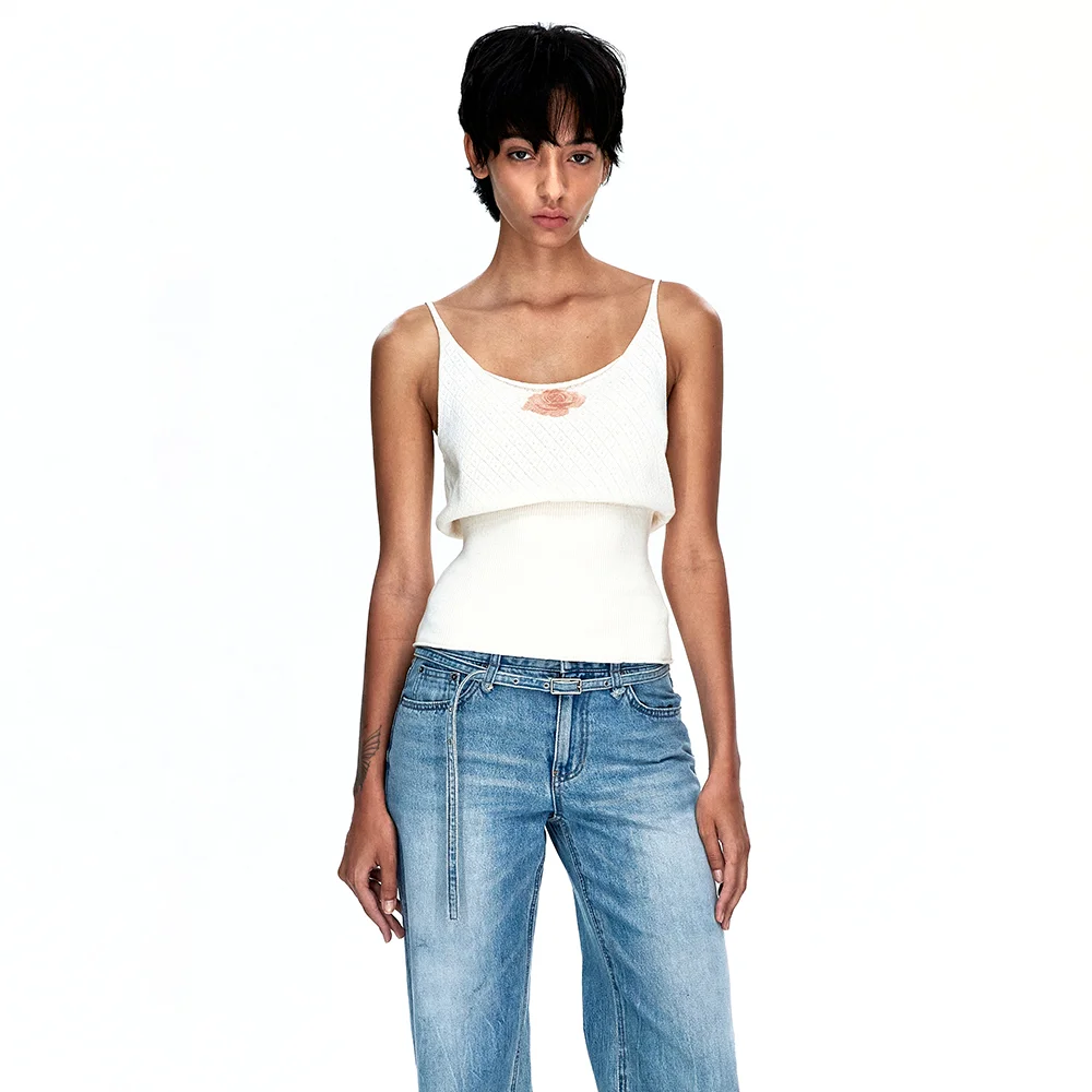 POINTELLE SLEEVELESS KNIT TOP_ivory