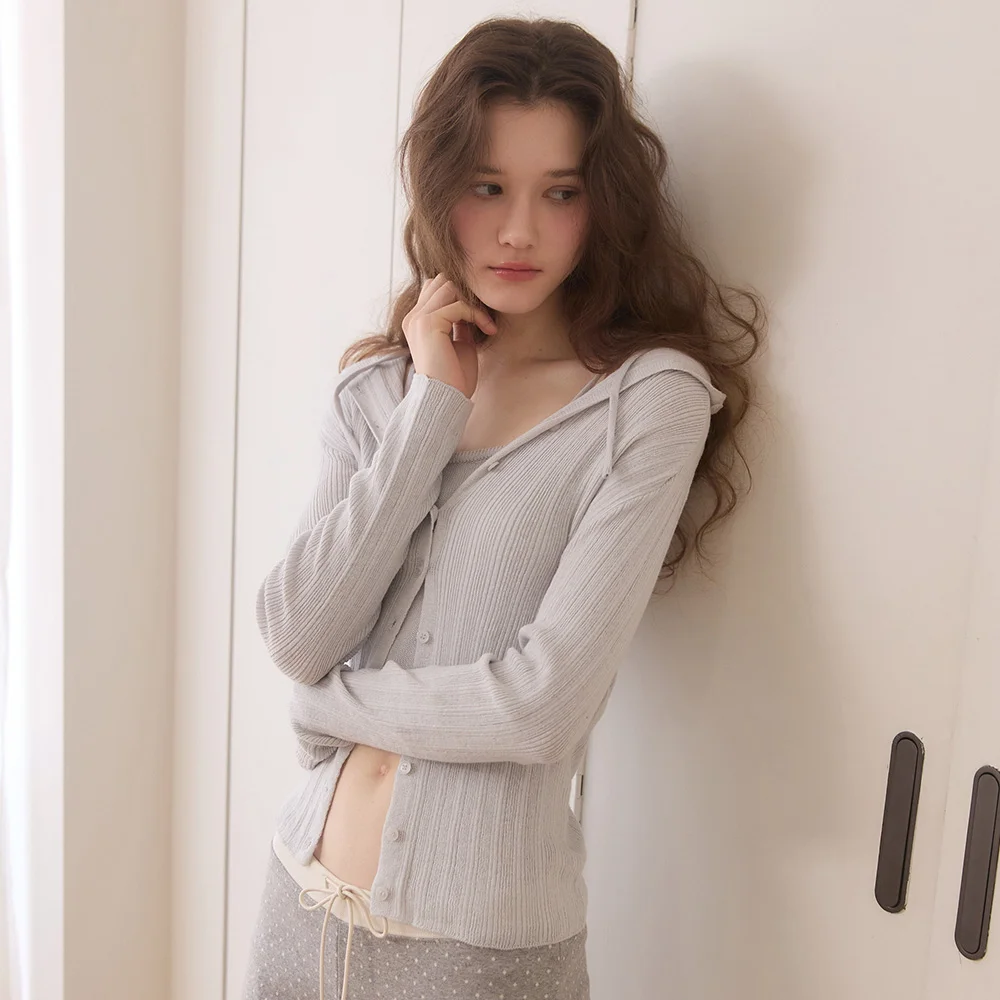Tight button cardigan - bluegrey