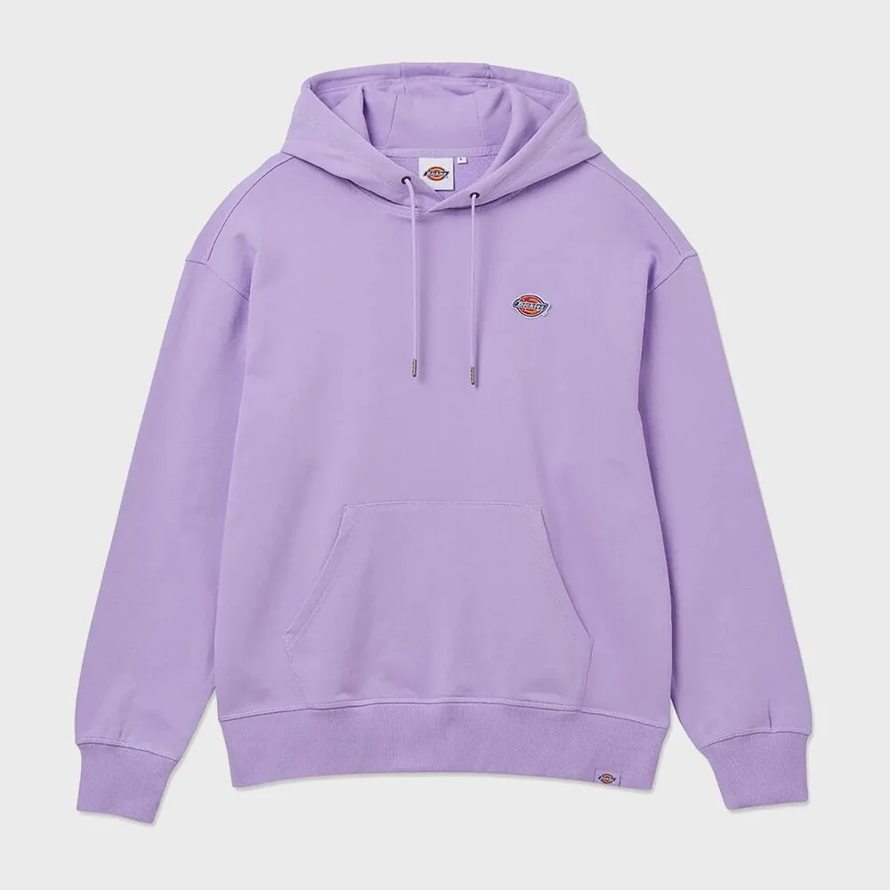 法式 毛圈布 寬鬆 小 刺繡 標誌 連帽衫 T恤 Purple Rose