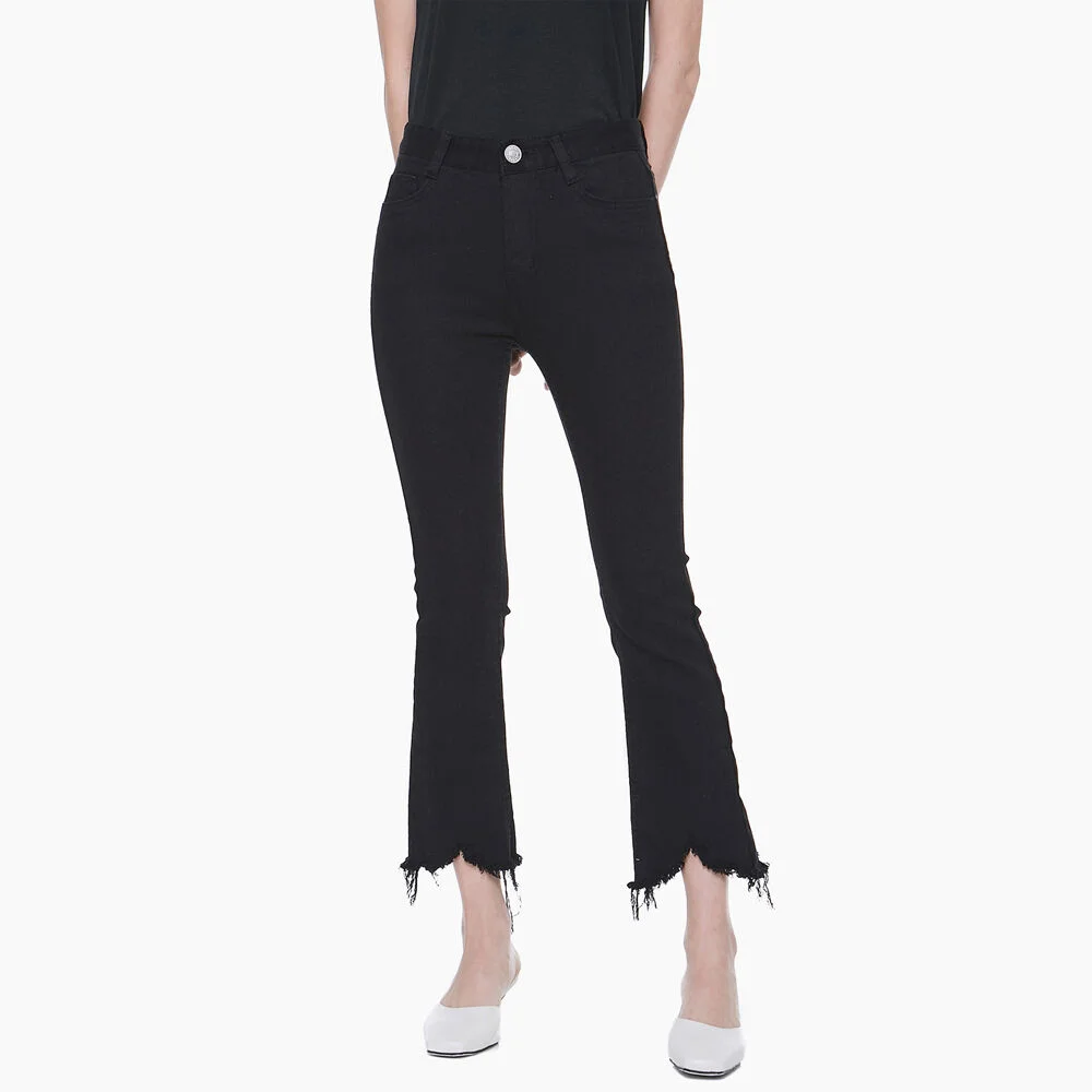 LW036 TRENDY CUTTING BLACK JEANS