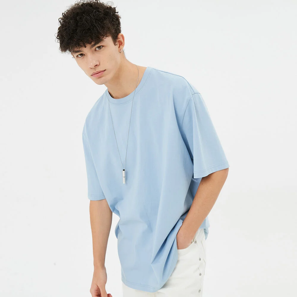 UNISEX, Argyle Hole Sleeve T-shirt / Sky Blue