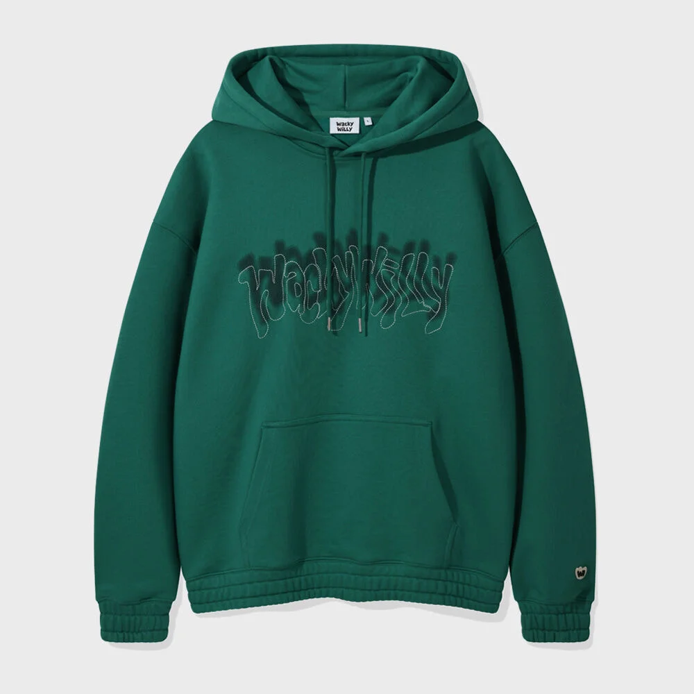 Wacky 鏈式縫線 字體 連帽衫 綠色