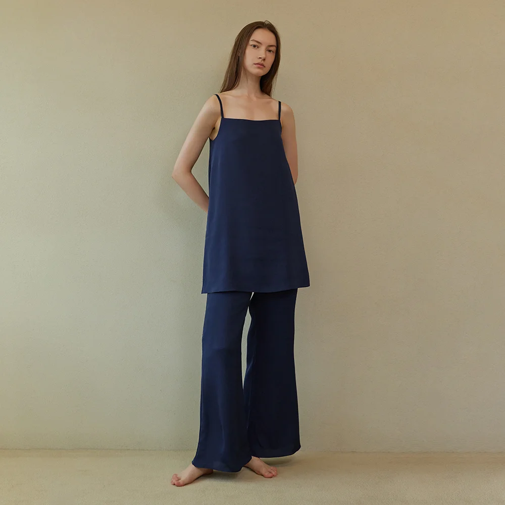 LONG SLIP PAJAMA SET_royal navy